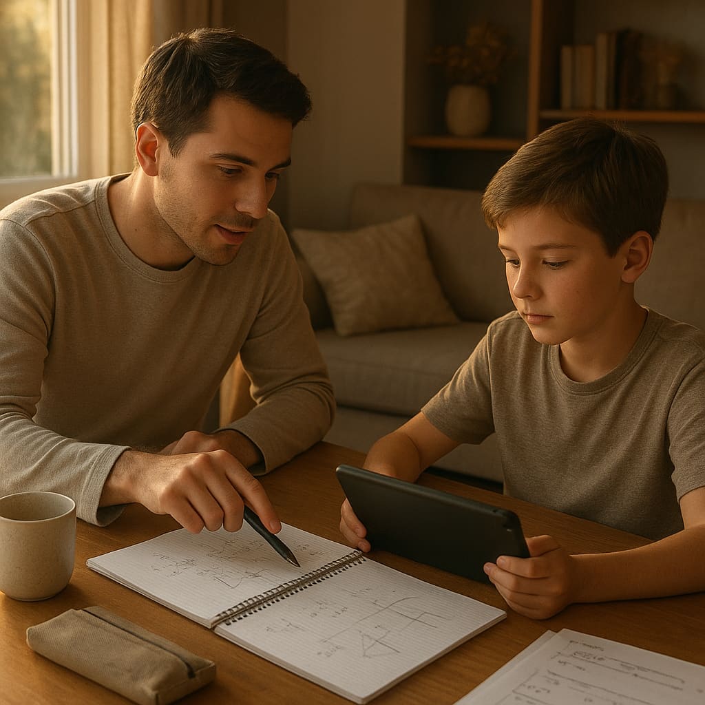Mathe Nachhilfe zu Hause am Tisch